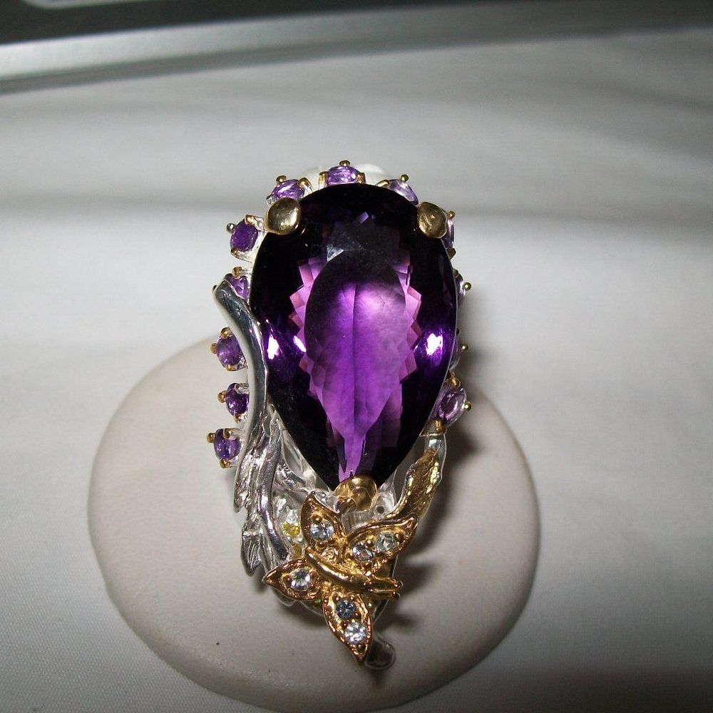 GORGEOUS 50CT NATURAL AFRICAN AMETHYST DESIGNER COCKTAIL RING SIZE 8